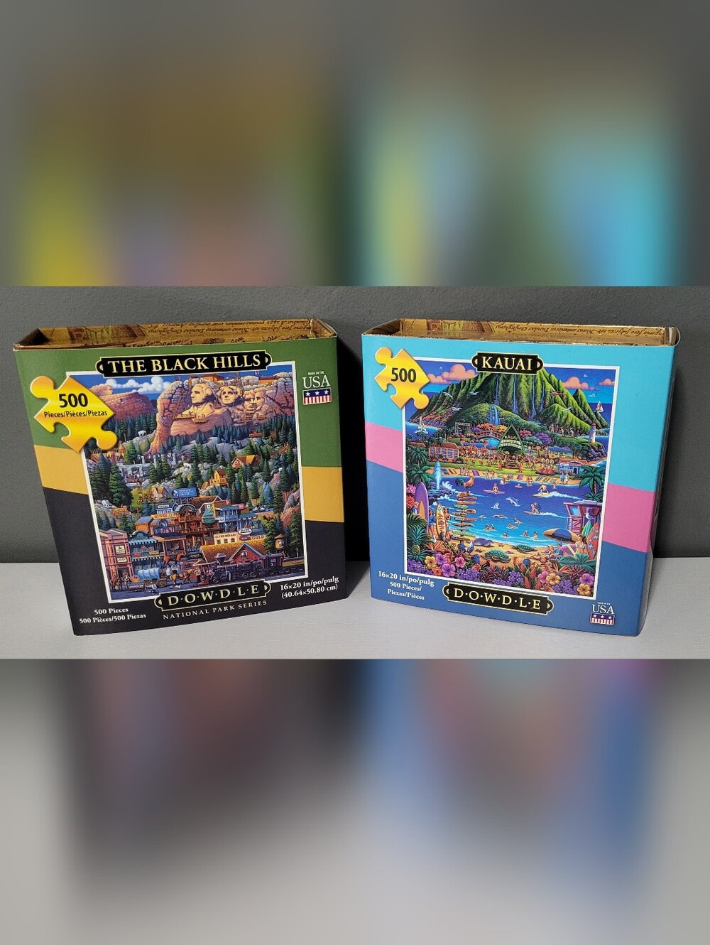 NWT DOWDLE 500-Piece Puzzle Set - The Black Hills & Kauai
